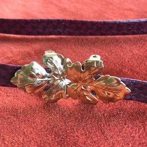 Vintage skinny croc fall leaf belt
